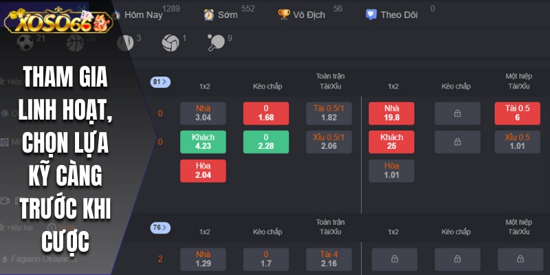 Tham gia linh hoạt, chọn lựa kỹ càng trước khi cược