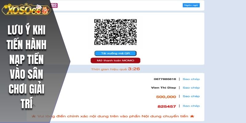 Thành viên cần lưu ý khi tiến hành nạp tiền vào sân chơi giải trí